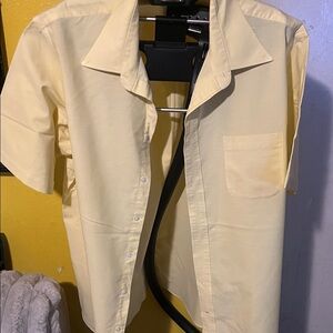 Stafford Men's Light Yellow Casual Button Down Shirt